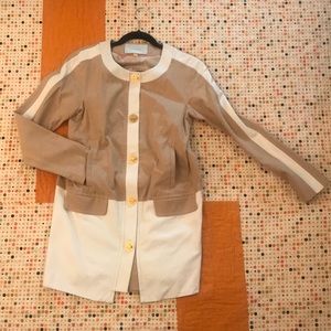 Anthropologie Cotton & Leather Coat